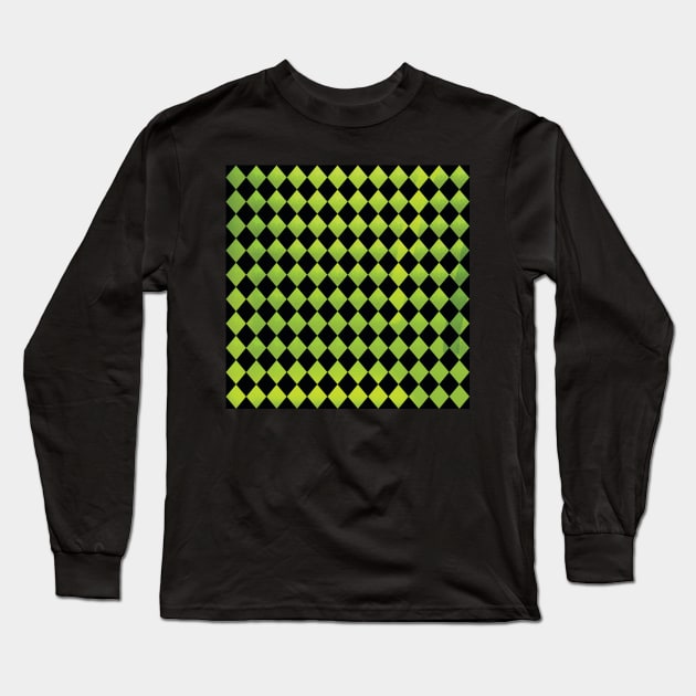 Simple Green And Black Modern Pattern Water Color Long Sleeve T-Shirt by ArticArtac